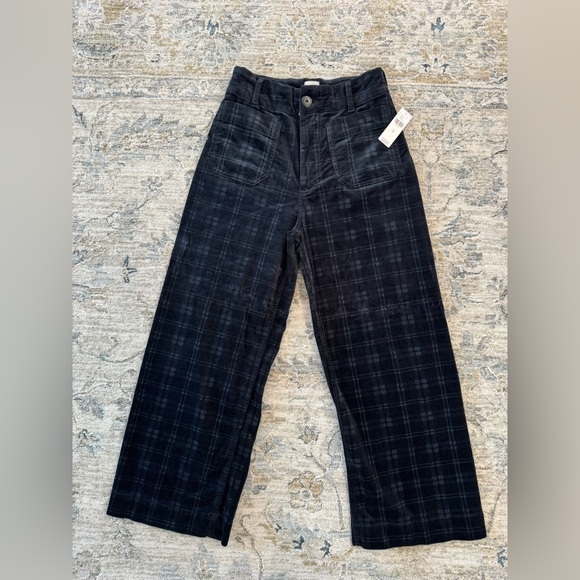 Maeve Pants - Meave The Colette Cropped Wide-Leg Plaid Corduroy Pants